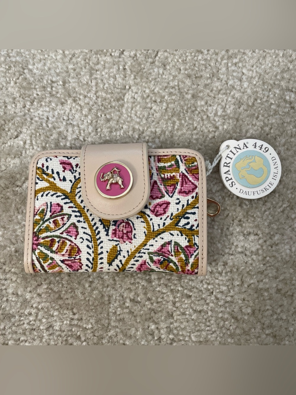 Spartina 449 Pepper Hall Yacht Club Mini Wallet Snap Closure Floral Pink - New!